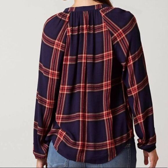 LUCK BRAND PLAID POPOVER TIE FRONT WITH TASSELS - Picture 14 of 14